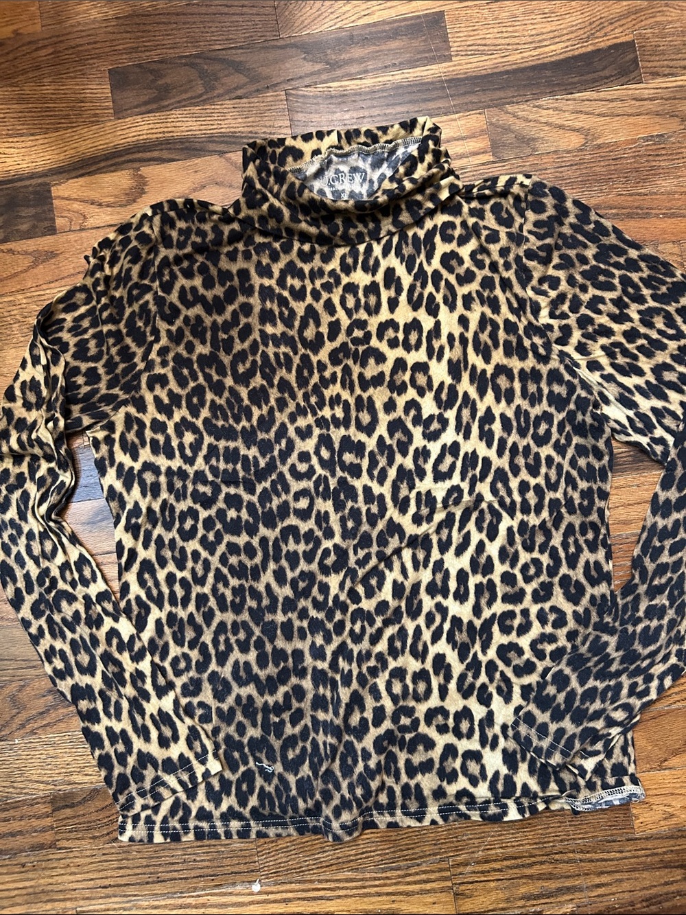 J. Crew Leopard Print Feather Jersey Top - Black & Tan